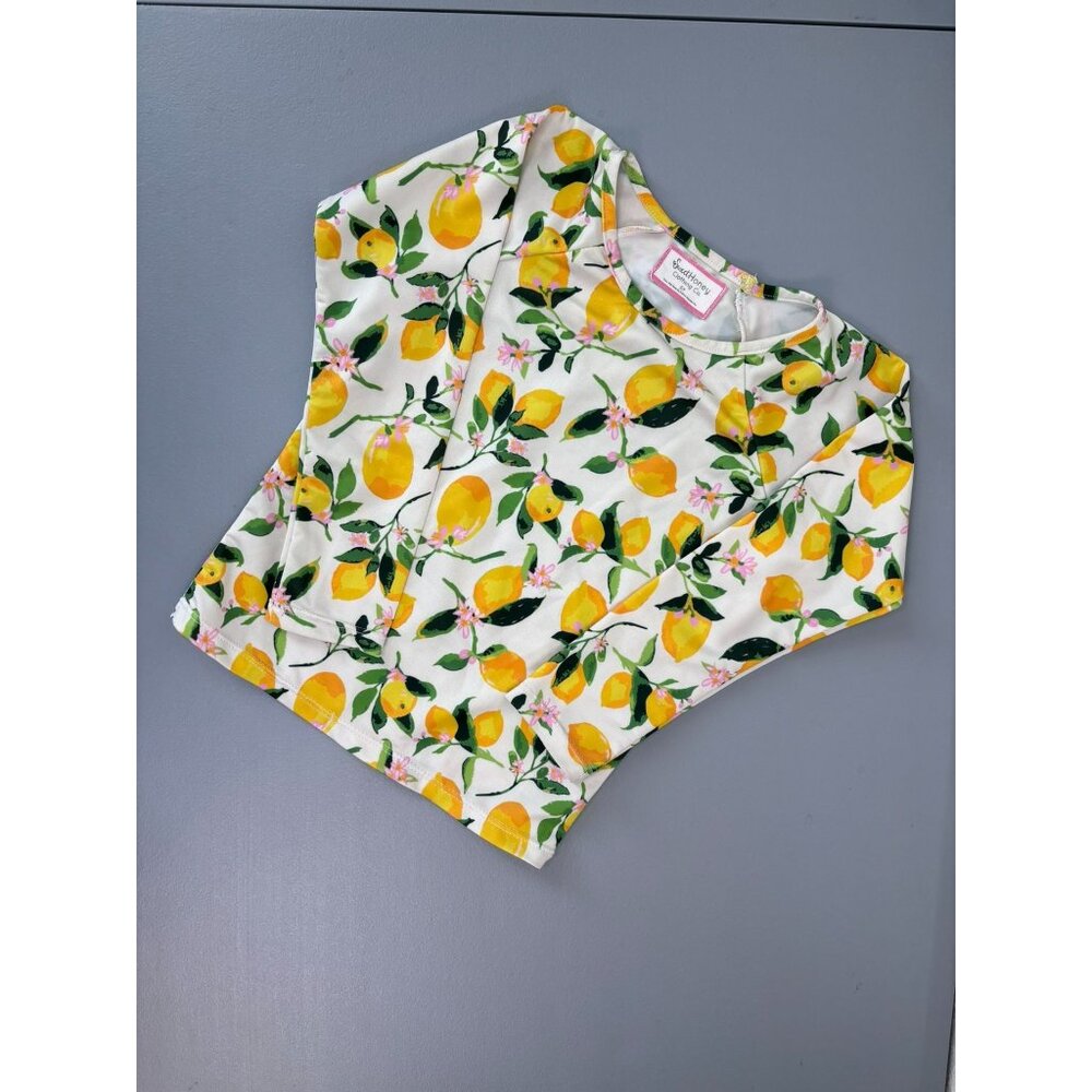 Sweet Honey 5Y girls lemon print long‎ sleeve swim rash guard top